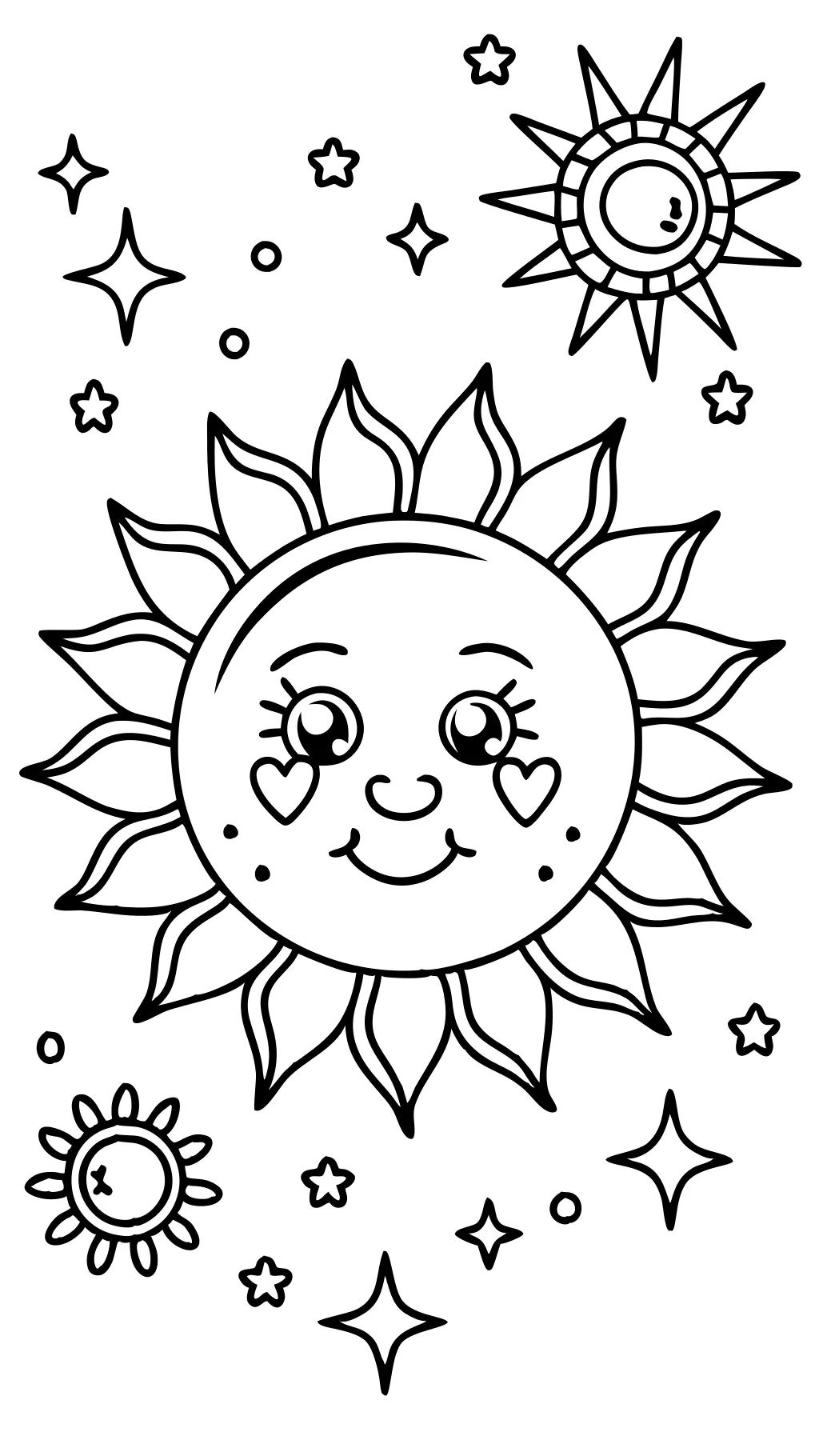 coloring page of a sun